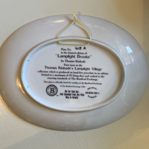 1994 Thomas Kinkade Plate “Lamplight Brooke” No. 6118 A. 1st issue in Coll. - Picture 6 of 11